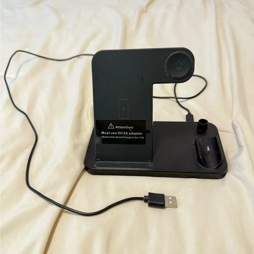 3 in 1 Black Charging Stand with USB Cable
